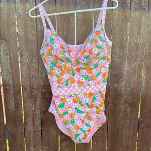Draper James Lands End Floral Pink and Orange One-Piece Swimsuit